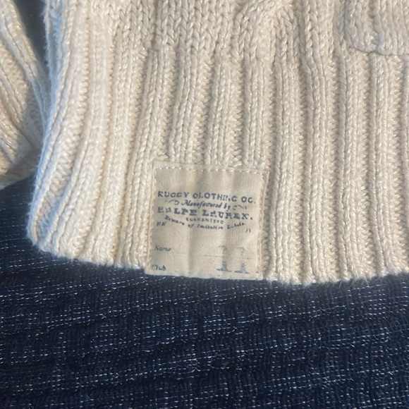 Rarely worn zip up knit hoodie from Rugby Polo with blue varsity stripes on left - Picture 5 of 5